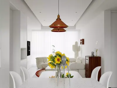 Modern living room dining room interior scenes 386 3D model