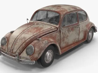 Volkswagen fusca Rusty 3D model