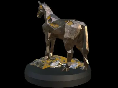 Steampunk Horse Rock Low-poly 3D model