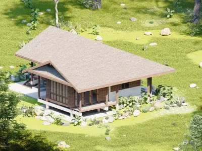 Forest villa-Casa Scene-Modern Villa 3D model