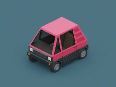 Stylized Cartoon Euro Micro Car  Low-poly 3D model