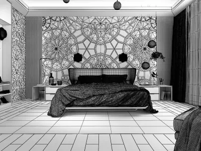 Modern Bedroom interior scene 3D model