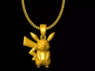 Pikachu pendant charms - one inch pendant 3D print model