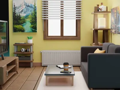 Living room 3D model 36