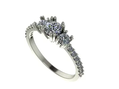 3 Stone Ring 3D print model