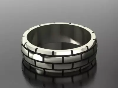 silver  brick ring style for men 3D print model