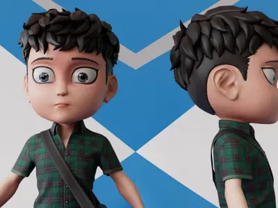 3D ChibiCaro Green with Shirt shorts Snecker Style Low-poly 3D model