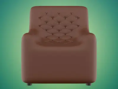 Leather Armchair and Plastic Leg Style 3D model