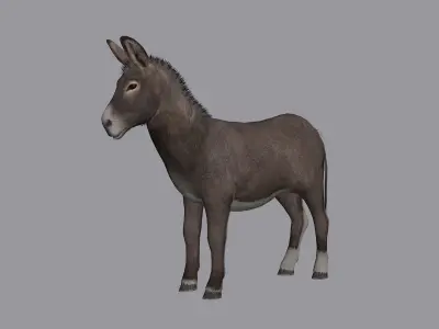 animated donkey Low-poly 3D model