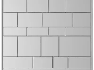 Headboard low poly 3d model tile wall with squares Low-poly 3D model