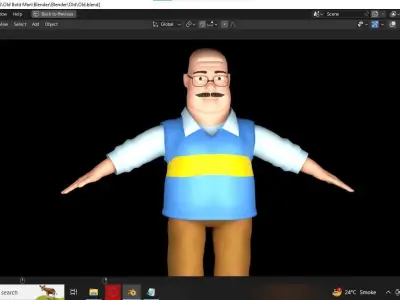 Old Bald Man Low-poly 3D model