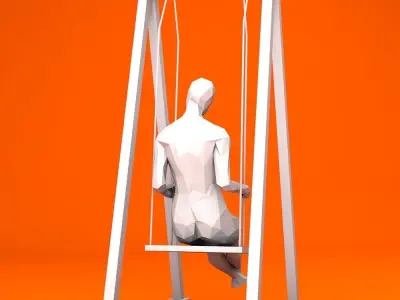 Swinging Woman Minimalist Low-poly 3D model