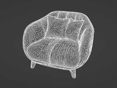 Modern Curved Armchair with Textured Upholstery 3D model