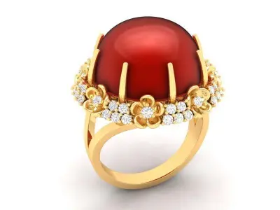 Luxury Red Gemstone Round Ring 3D Model for Women 478 3D print model