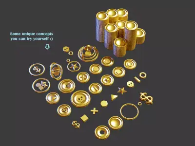 PBR Modular Low Poly Coin Kit for Games Low-poly 3D model
