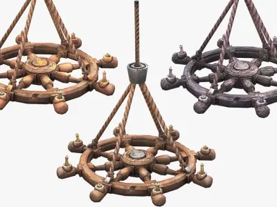 Pirate Chandelier Low-poly 3D model