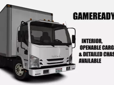 Isuzu NPR 2017 US-Spec Box Truck Gameready Low-poly 3D model