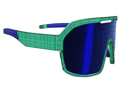 Teal  Blue Sports Sunglasses Free 3D model