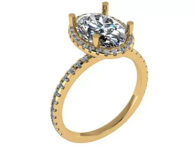 oval halo solitaire ring  3D print model
