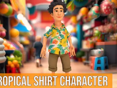 Tropical Shirt Character model pack Low-poly 3D model