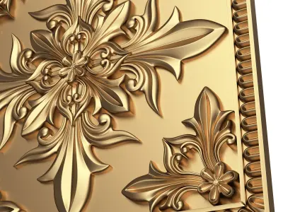 Carved Tile 03 Low-poly 3D model