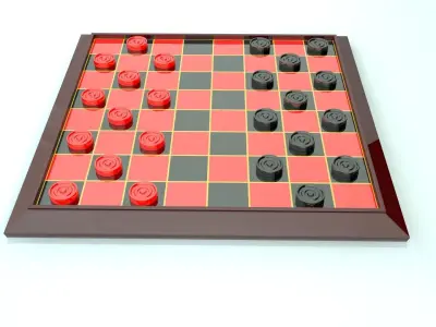 Checkers Board Game 3D model