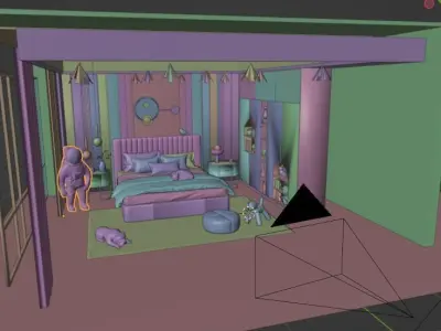 Bedroom interior astraunaut 3D model