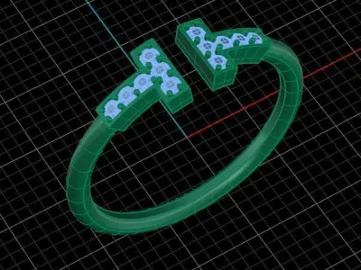 Tiffany Style Golden Diamond Wire Ring 3D print model