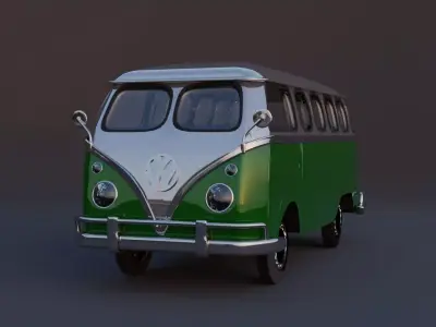 Volkswagen Mini Bus Low-poly 3D model