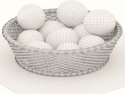 Easter eggs and basket 3D model