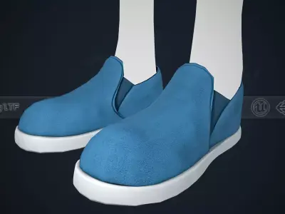Blue Fabric Shoes Style 2  Low-poly 3D model