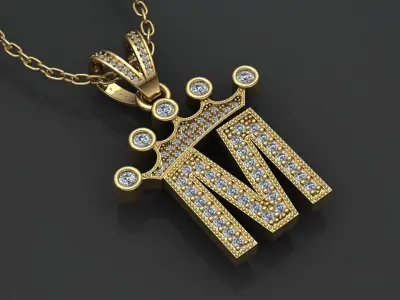 M letter pendant 3D print model