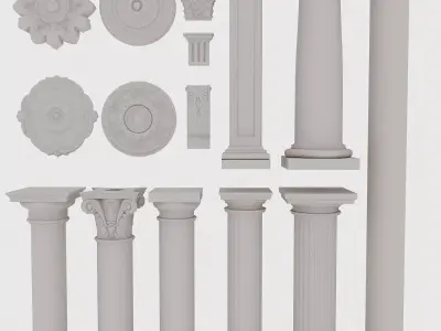 Decorative Molding and Pillars 3D model