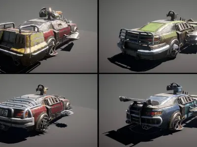 Customizable Post-Apocalyptic Car - 03 - Chevy Low-poly 3D model