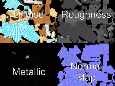 Striped Shirt Worker model pack Low-poly 3D model