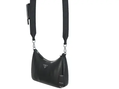 Prada Padded Nappa leather Re-Edition Shoulder Bag Black Low-poly 3D model