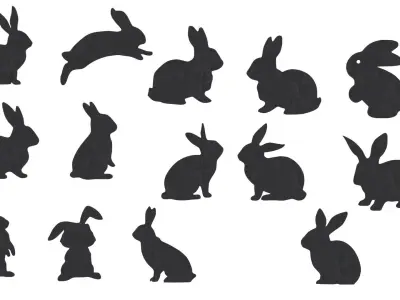 Bunny Rabbit Silhouette Symbol Low-poly 3D model