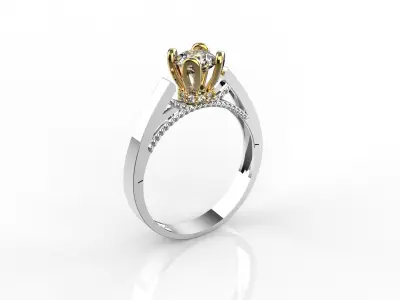 M1199002 engagement ring 3D print model