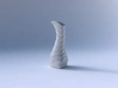 Vase puffy bent triangle with twisted smooth horizontal dents 3D print model