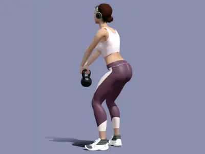 Rigged fitness girl 3D model