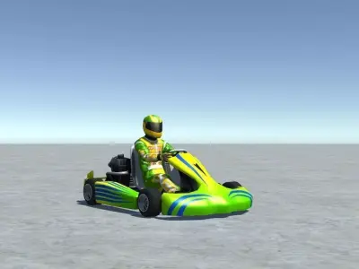 Low Poly Kart With Player 7 Low-poly 3D model