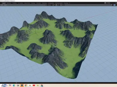 City Downtown Skyscraper Street Mountain Landscape 17 - DAY Low-poly 3D model