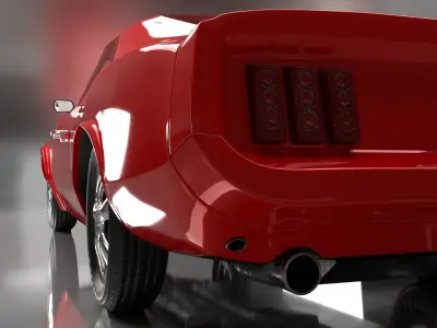 Red Mustang Low-poly 3D model