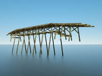 Timber Roman Bridge Low-poly 3D model