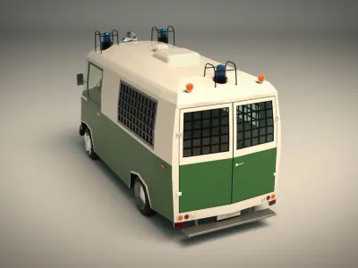 Low Poly Police Van 01 Low-poly 3D model