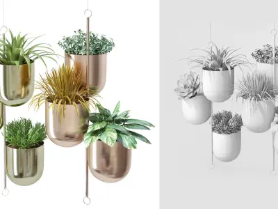  Collection of decorative Leaf Tree Plant Pot Hanging Partition  3D model