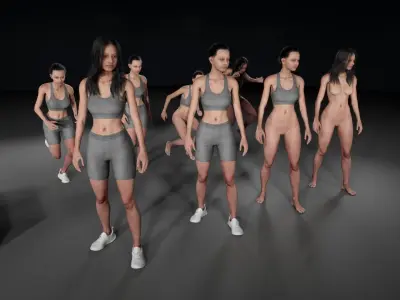 Mens and Womens Sport Suits  - Modular - Rigged 3D Model Collection