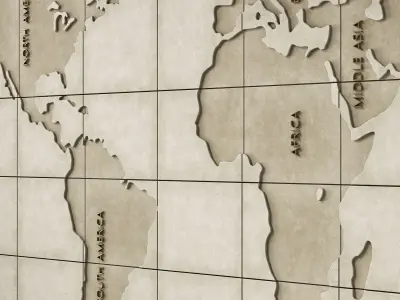 World map decorative concrete 3D model