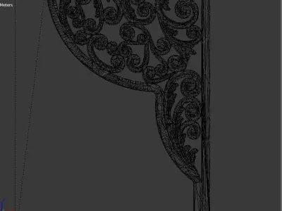 Classic Carved Bed 3D model 02 3D model