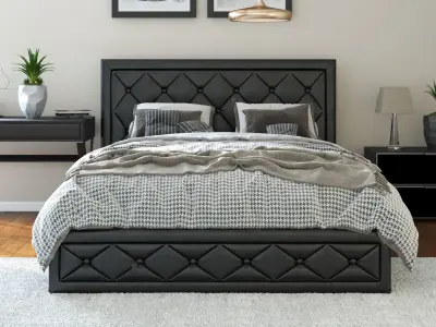 Bed - Sephora black leather 3D model